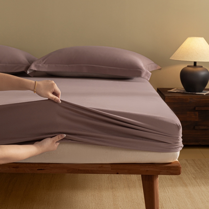 91家纺网 家纺一手货源 找家纺 秀色家纺 2025高端长绒棉贡缎加厚磨毛纯棉单件床笠三件套床罩全棉床垫保护套50s 冬禧-香芋紫