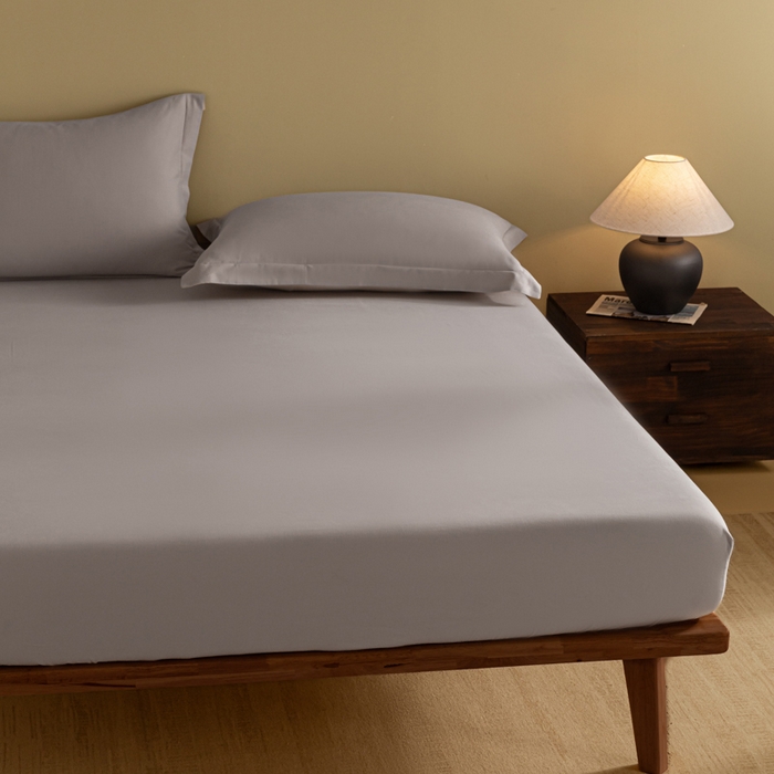 91家纺网 家纺一手货源 找家纺 秀色家纺 2025高端长绒棉贡缎加厚磨毛纯棉单件床笠三件套床罩全棉床垫保护套50s 冬禧-珍珠灰