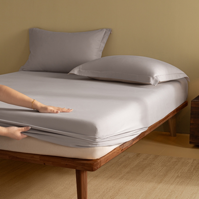 91家纺网 家纺一手货源 找家纺 秀色家纺 2025高端长绒棉贡缎加厚磨毛纯棉单件床笠三件套床罩全棉床垫保护套50s 冬禧-珍珠灰