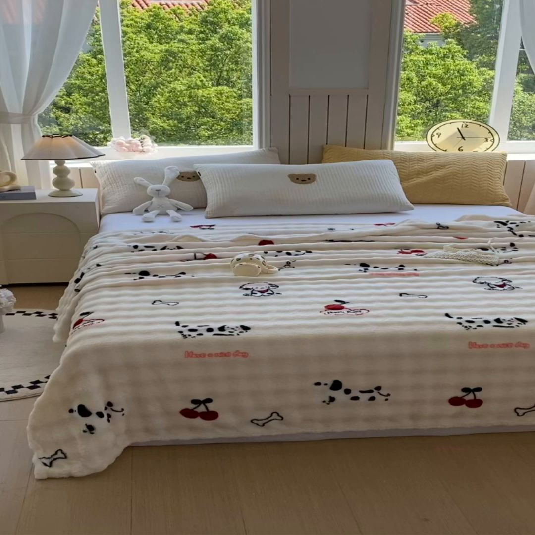 91家纺网 家纺一手货源 找家纺 （总）yyds网供 2025新款简约印花泡泡绒毯多功能加绒盖毯沙发空调房办公午休毯毛毯毯子