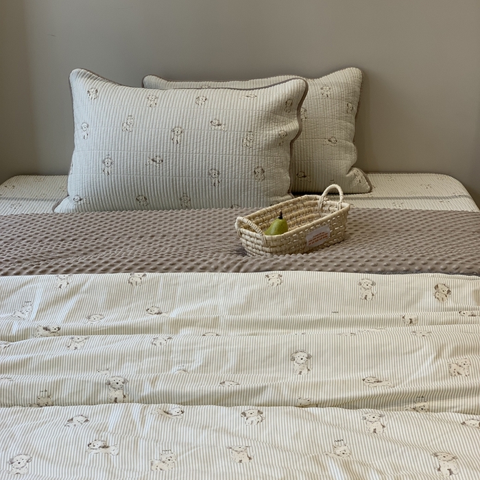 91家纺网 家纺一手货源 找家纺 汇庭 2025秋冬新款·全棉床盖三件套 原宿小狗