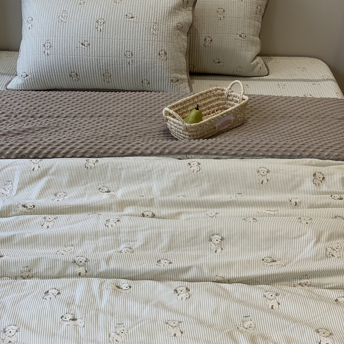 91家纺网 家纺一手货源 找家纺 汇庭 2025秋冬新款·全棉床盖三件套 原宿小狗