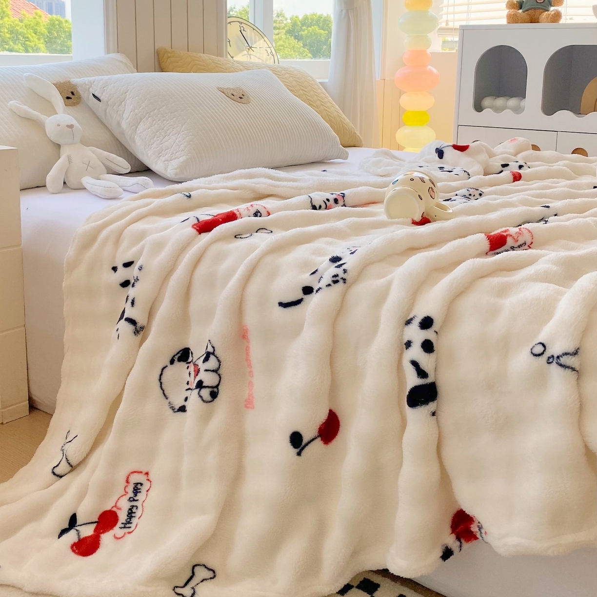 91家纺网 家纺一手货源 找家纺 （总）yyds网供 2025新款简约印花泡泡绒毯多功能加绒盖毯沙发空调房办公午休毯毛毯毯子