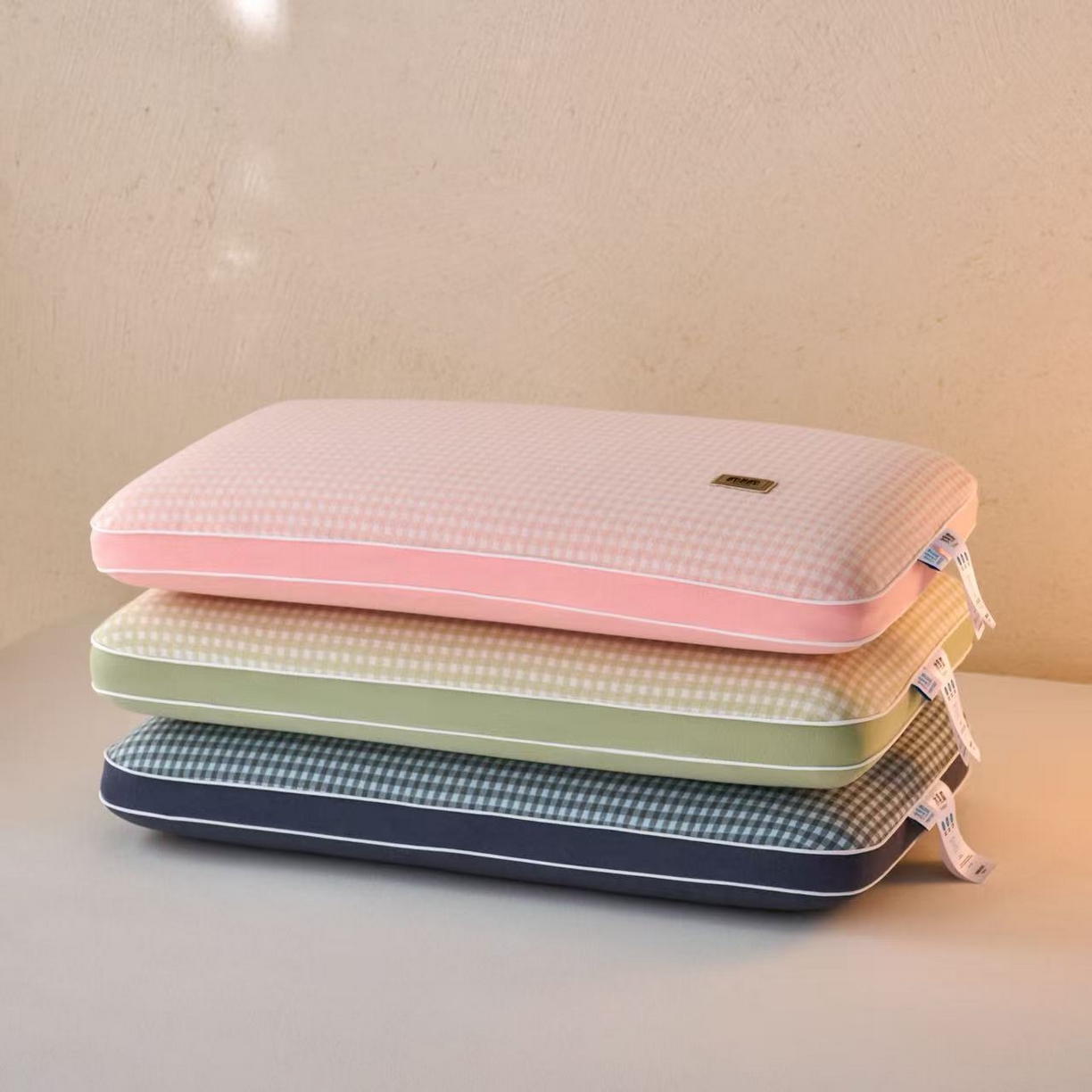 帝诺妮枕芯坊 2025新款格子零压记忆枕 枕头枕芯 绿色