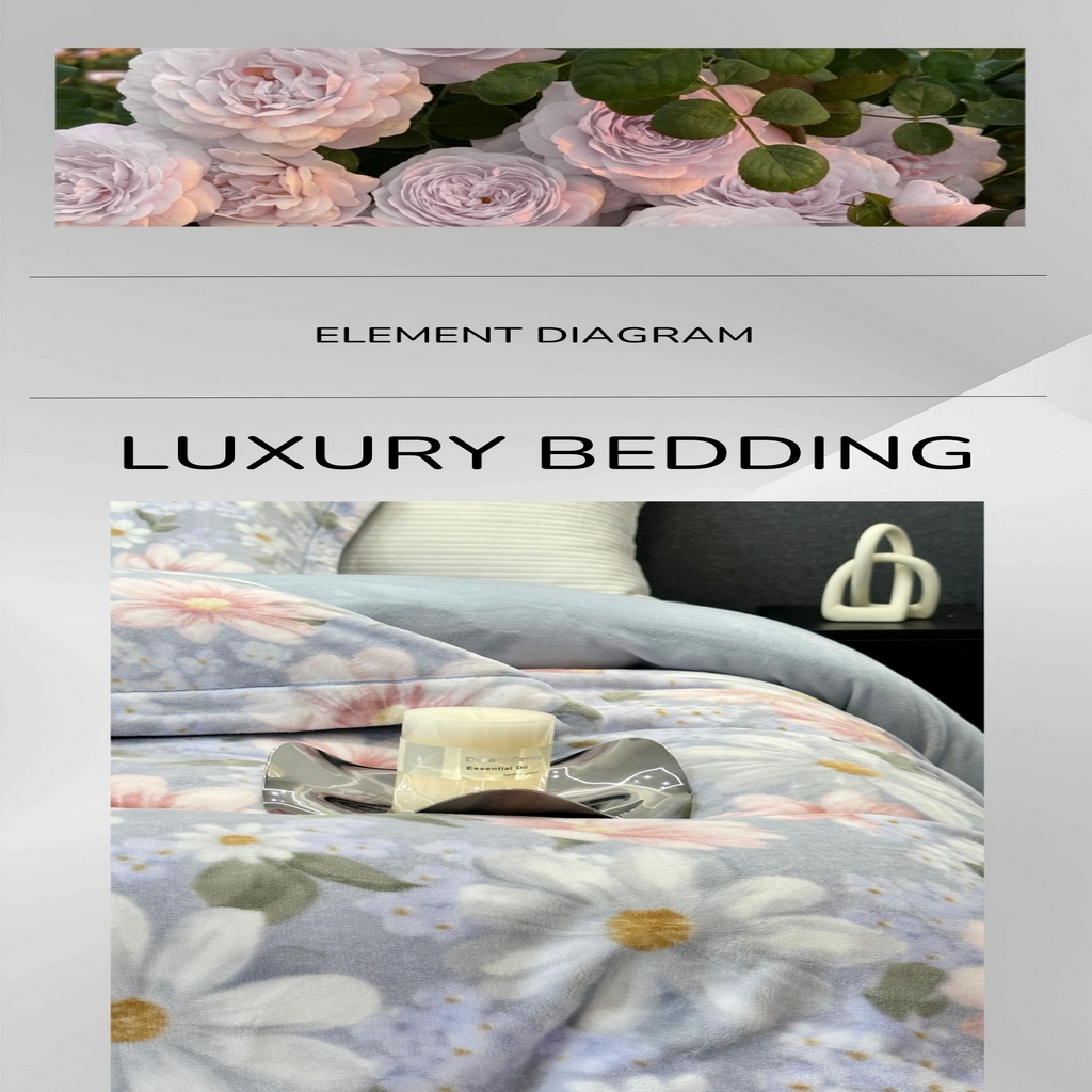 91家纺网 家纺一手货源 找家纺 JUICY 橘滋家纺 2025新款浪漫丰盈牛奶臻棉绒印花系列四件套 曼蕊