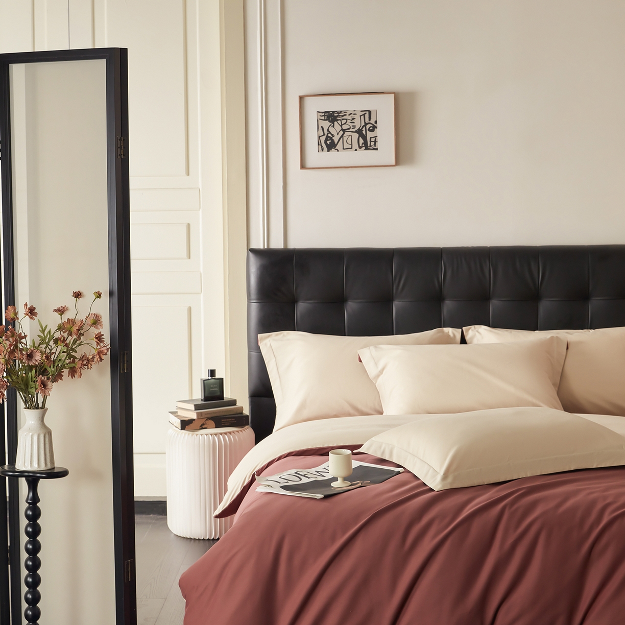 91家纺网 家纺一手货源 找家纺 （总）秀色家纺 2025新款60支长绒棉双面加厚磨毛保暖纯棉四件套纯色被套全棉轻奢高级感