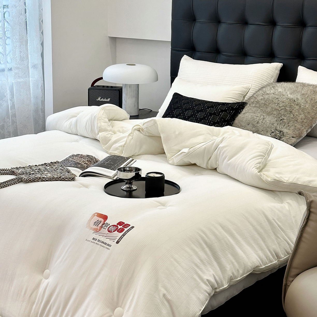 91家纺网 家纺一手货源 找家纺 JUICY 橘滋家纺 2025新款生物绒暖暖发热提花被子被芯 暖暖发热被-白