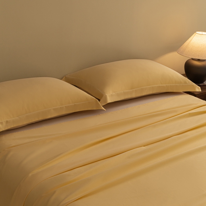 91家纺网 家纺一手货源 找家纺 秀色家纺 2025冬季微绒感精梳全棉加厚碳素轻磨毛纯棉床单三件套被单单件Ａ类 舒暖-麦秆黄