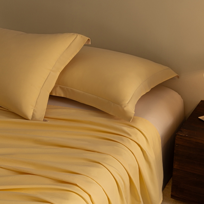 91家纺网 家纺一手货源 找家纺 秀色家纺 2025冬季微绒感精梳全棉加厚碳素轻磨毛纯棉床单三件套被单单件Ａ类 舒暖-麦秆黄