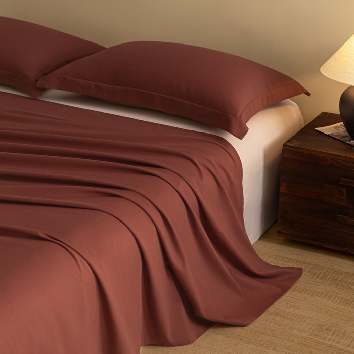 91家纺网 家纺一手货源 找家纺 秀色家纺 2025冬季微绒感精梳全棉加厚碳素轻磨毛纯棉床单三件套被单单件Ａ类 舒暖-白雾红尘