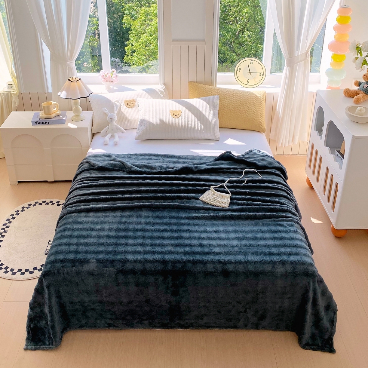 91家纺网 家纺一手货源 找家纺 yyds网供 2025新款简约印花泡泡绒毯多功能加绒盖毯沙发空调房办公午休毯毛毯毯子 高级灰-泡泡绒