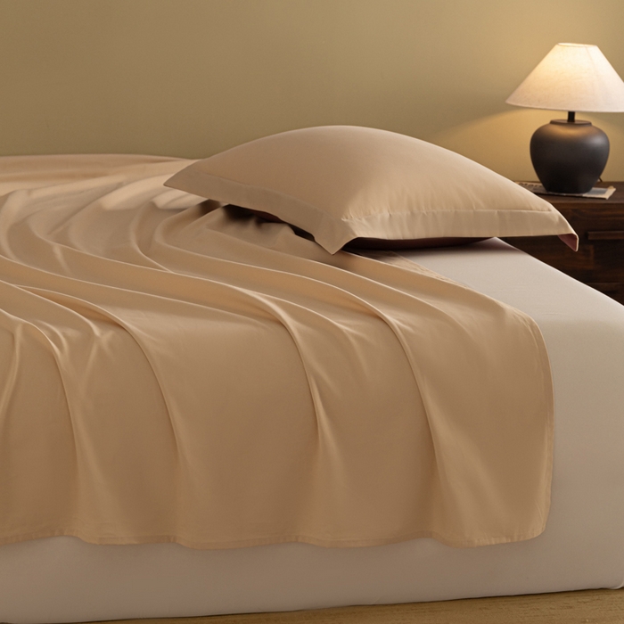 91家纺网 家纺一手货源 找家纺 秀色家纺 2025冬季微绒感精梳全棉加厚碳素轻磨毛纯棉床单三件套被单单件Ａ类 舒暖-奶油