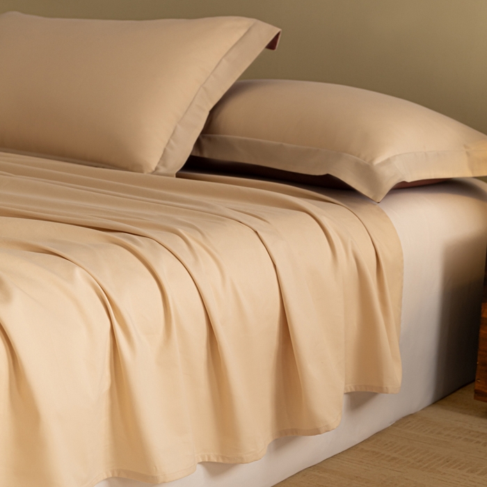 91家纺网 家纺一手货源 找家纺 秀色家纺 2025冬季微绒感精梳全棉加厚碳素轻磨毛纯棉床单三件套被单单件Ａ类 舒暖-奶油