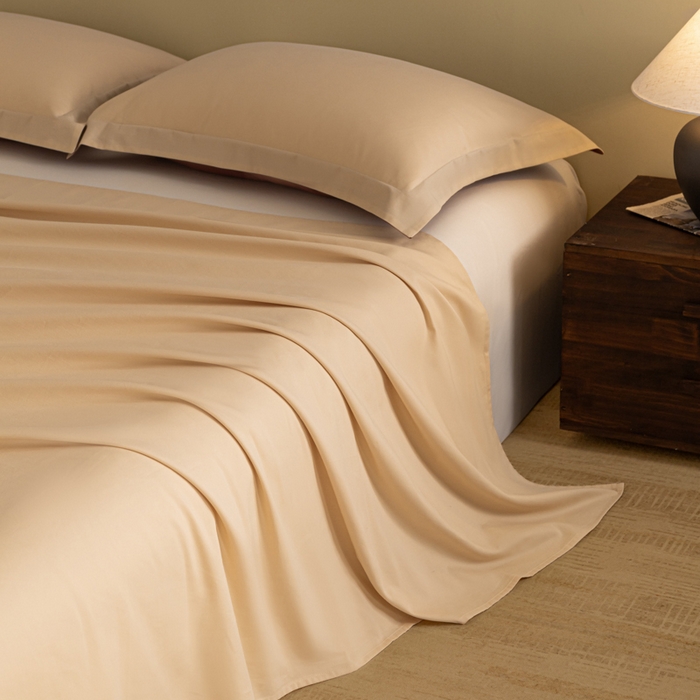 91家纺网 家纺一手货源 找家纺 秀色家纺 2025冬季微绒感精梳全棉加厚碳素轻磨毛纯棉床单三件套被单单件Ａ类 舒暖-奶油