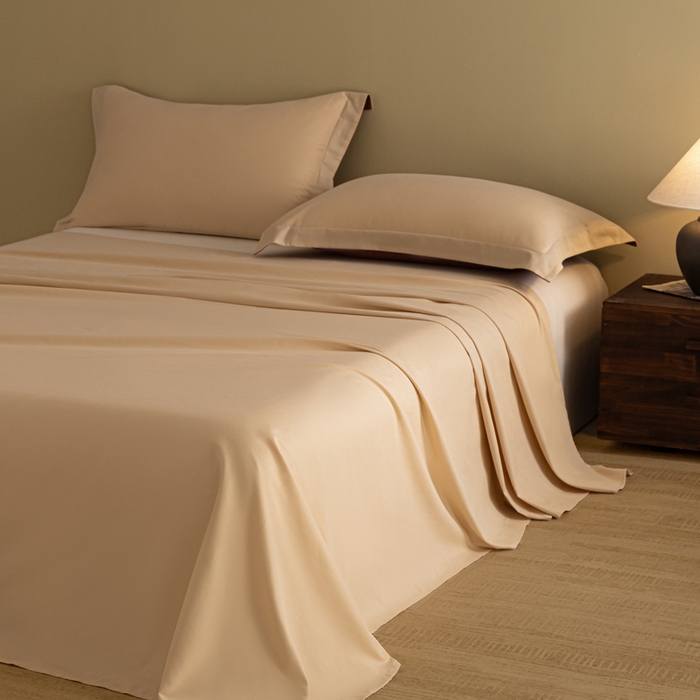 91家纺网 家纺一手货源 找家纺 秀色家纺 2025冬季微绒感精梳全棉加厚碳素轻磨毛纯棉床单三件套被单单件Ａ类 舒暖-奶油