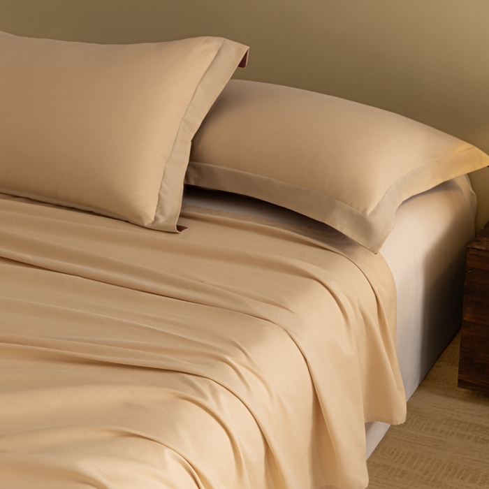 91家纺网 家纺一手货源 找家纺 秀色家纺 2025冬季微绒感精梳全棉加厚碳素轻磨毛纯棉床单三件套被单单件Ａ类 舒暖-奶油