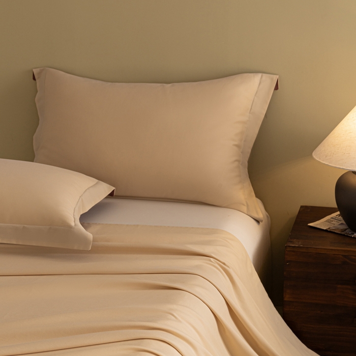 91家纺网 家纺一手货源 找家纺 秀色家纺 2025冬季微绒感精梳全棉加厚碳素轻磨毛纯棉床单三件套被单单件Ａ类 舒暖-奶油