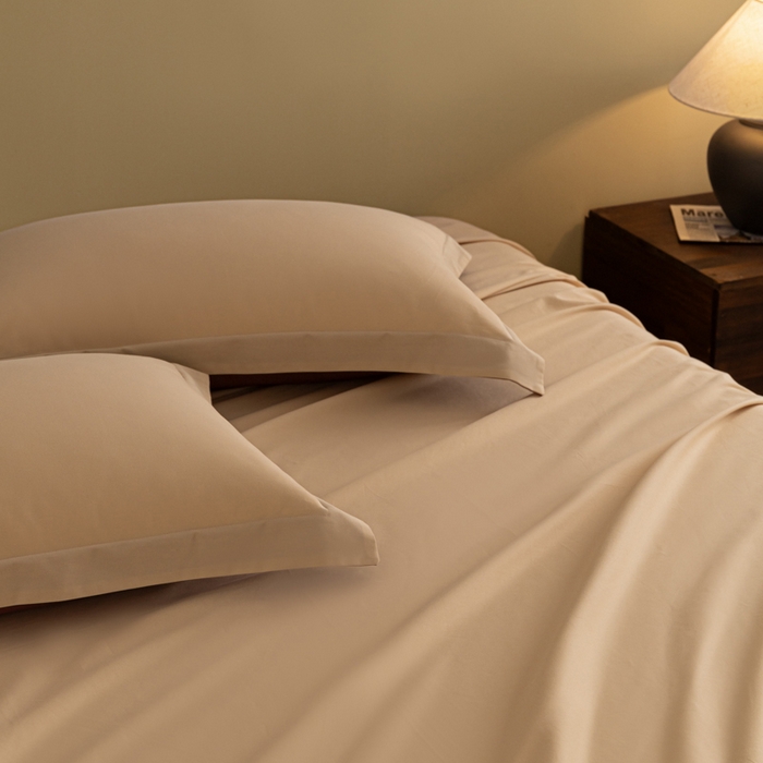 91家纺网 家纺一手货源 找家纺 秀色家纺 2025冬季微绒感精梳全棉加厚碳素轻磨毛纯棉床单三件套被单单件Ａ类 舒暖-奶油