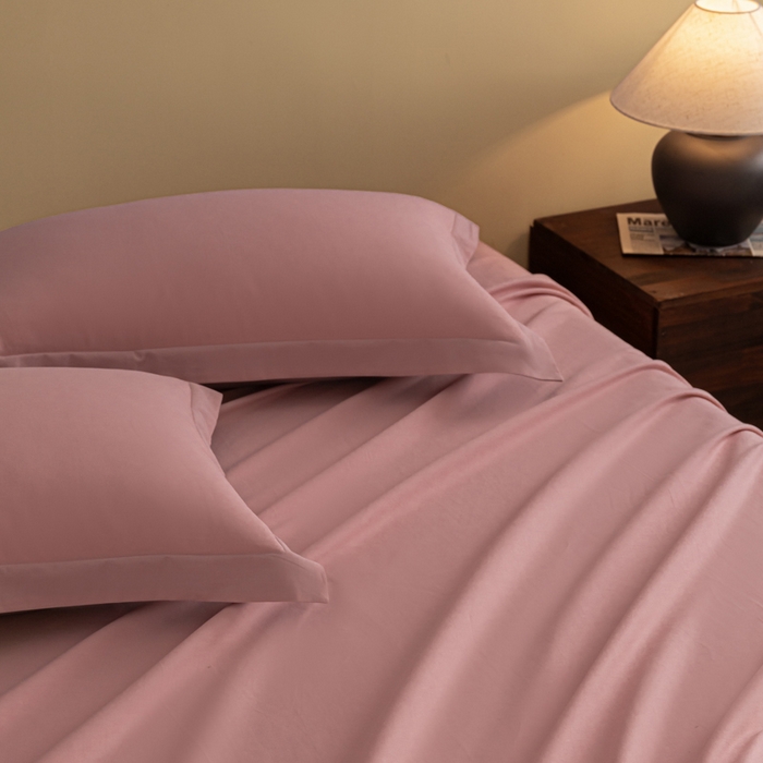 91家纺网 家纺一手货源 找家纺 秀色家纺 2025冬季微绒感精梳全棉加厚碳素轻磨毛纯棉床单三件套被单单件Ａ类 舒暖-肉桂粉