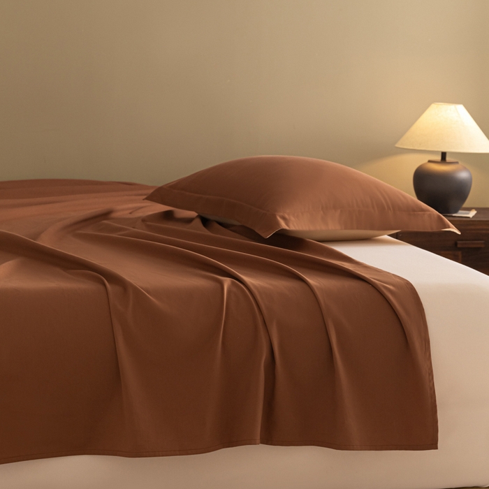 91家纺网 家纺一手货源 找家纺 秀色家纺 2025冬季微绒感精梳全棉加厚碳素轻磨毛纯棉床单三件套被单单件Ａ类 舒暖-深栗色