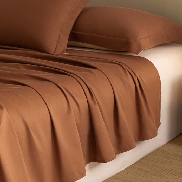 91家纺网 家纺一手货源 找家纺 秀色家纺 2025冬季微绒感精梳全棉加厚碳素轻磨毛纯棉床单三件套被单单件Ａ类 舒暖-深栗色