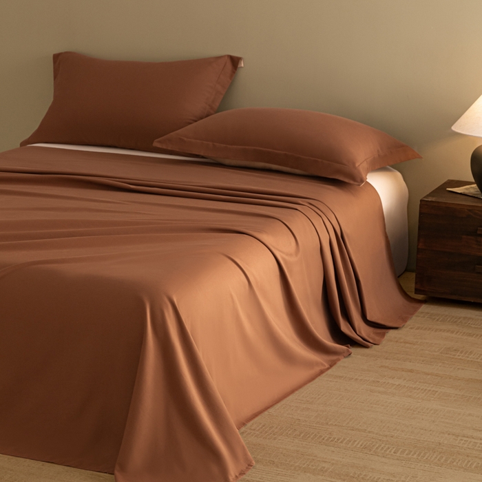 91家纺网 家纺一手货源 找家纺 秀色家纺 2025冬季微绒感精梳全棉加厚碳素轻磨毛纯棉床单三件套被单单件Ａ类 舒暖-深栗色