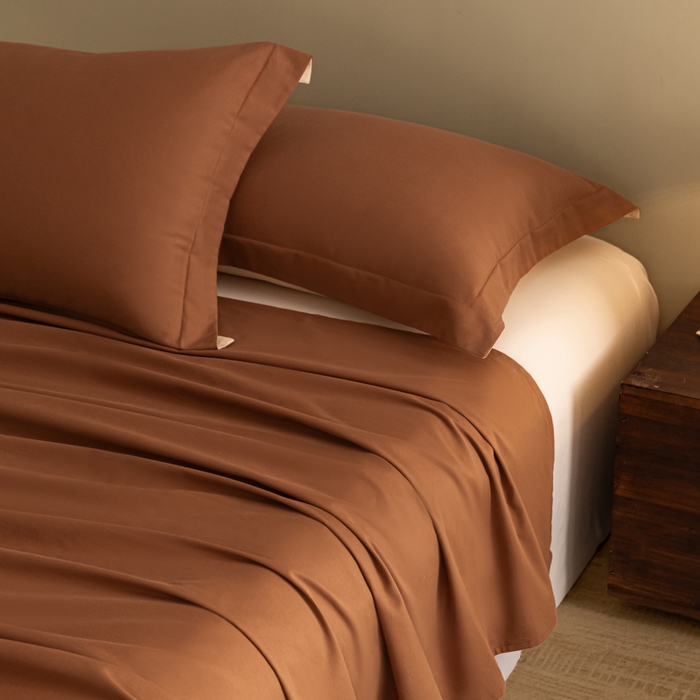 91家纺网 家纺一手货源 找家纺 秀色家纺 2025冬季微绒感精梳全棉加厚碳素轻磨毛纯棉床单三件套被单单件Ａ类 舒暖-深栗色