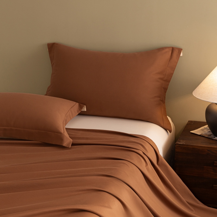 91家纺网 家纺一手货源 找家纺 秀色家纺 2025冬季微绒感精梳全棉加厚碳素轻磨毛纯棉床单三件套被单单件Ａ类 舒暖-深栗色