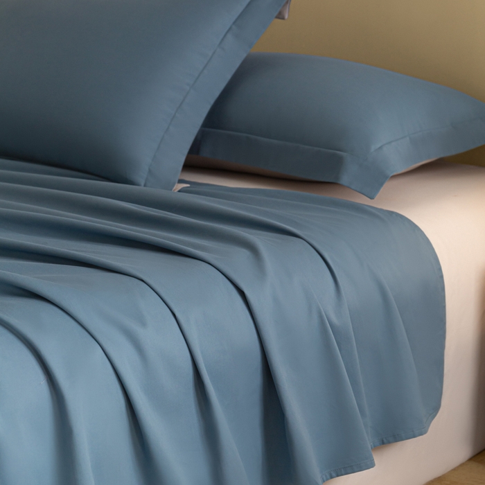 91家纺网 家纺一手货源 找家纺 秀色家纺 2025冬季微绒感精梳全棉加厚碳素轻磨毛纯棉床单三件套被单单件Ａ类 舒暖-蔚蓝