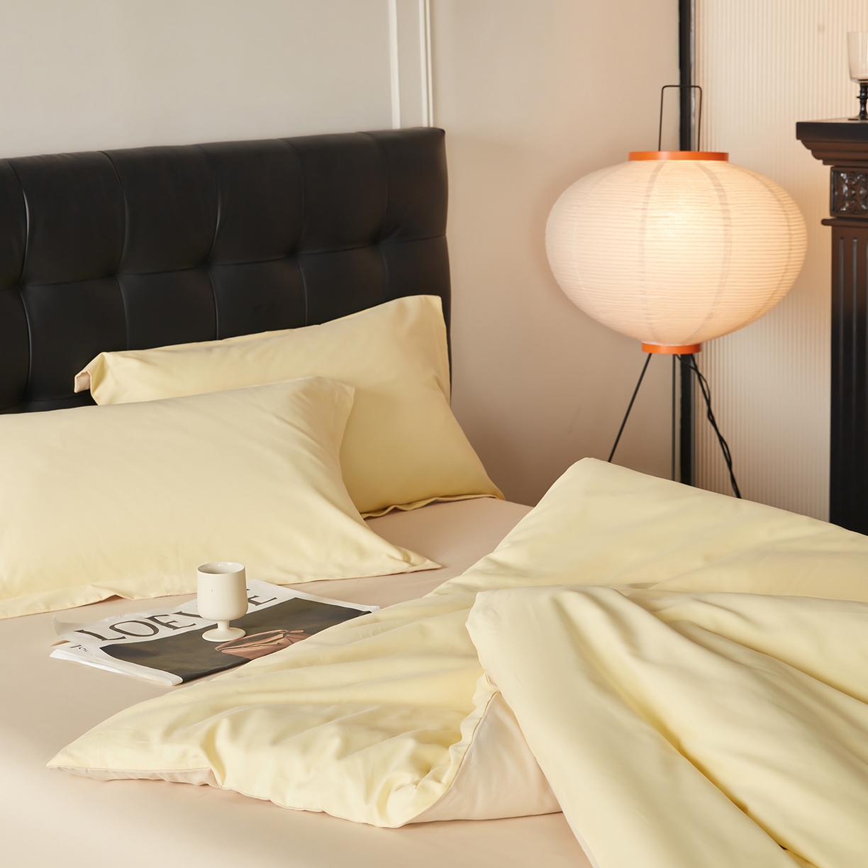 91家纺网 家纺一手货源 找家纺 秀色家纺 2025新款60支长绒棉双面加厚磨毛保暖纯棉四件套纯色被套全棉轻奢高级感 麦秆黄+奶油