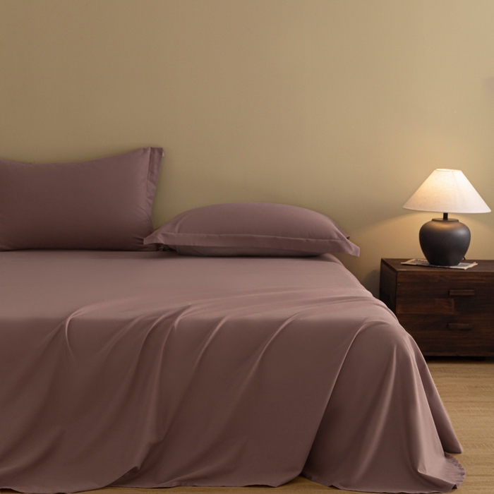 91家纺网 家纺一手货源 找家纺 秀色家纺 2025冬季微绒感精梳全棉加厚碳素轻磨毛纯棉床单三件套被单单件Ａ类 舒暖-香芋紫