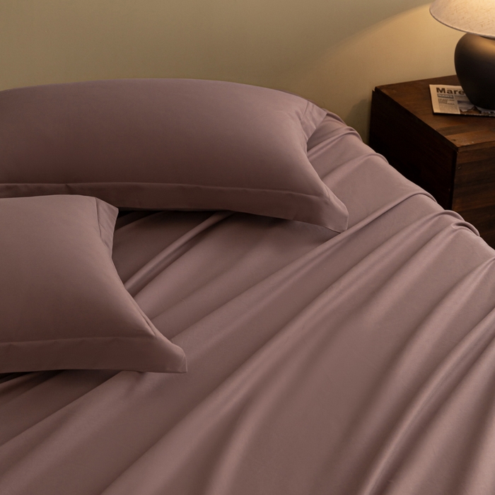 91家纺网 家纺一手货源 找家纺 秀色家纺 2025冬季微绒感精梳全棉加厚碳素轻磨毛纯棉床单三件套被单单件Ａ类 舒暖-香芋紫