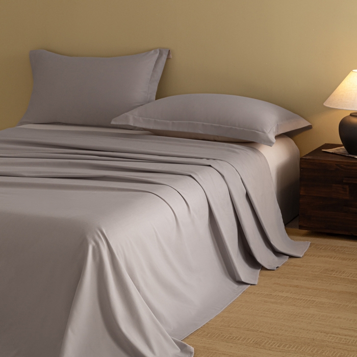 91家纺网 家纺一手货源 找家纺 秀色家纺 2025冬季微绒感精梳全棉加厚碳素轻磨毛纯棉床单三件套被单单件Ａ类 舒暖-珍珠灰