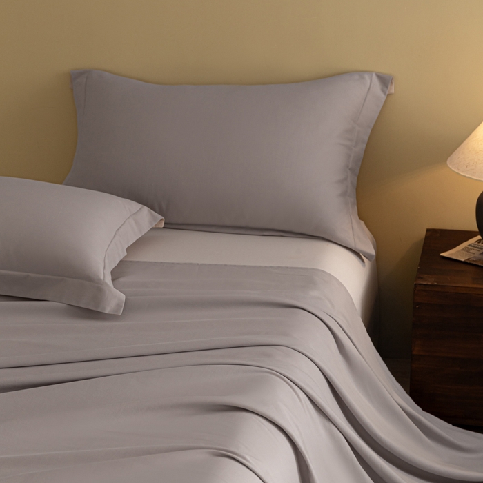 91家纺网 家纺一手货源 找家纺 秀色家纺 2025冬季微绒感精梳全棉加厚碳素轻磨毛纯棉床单三件套被单单件Ａ类 舒暖-珍珠灰