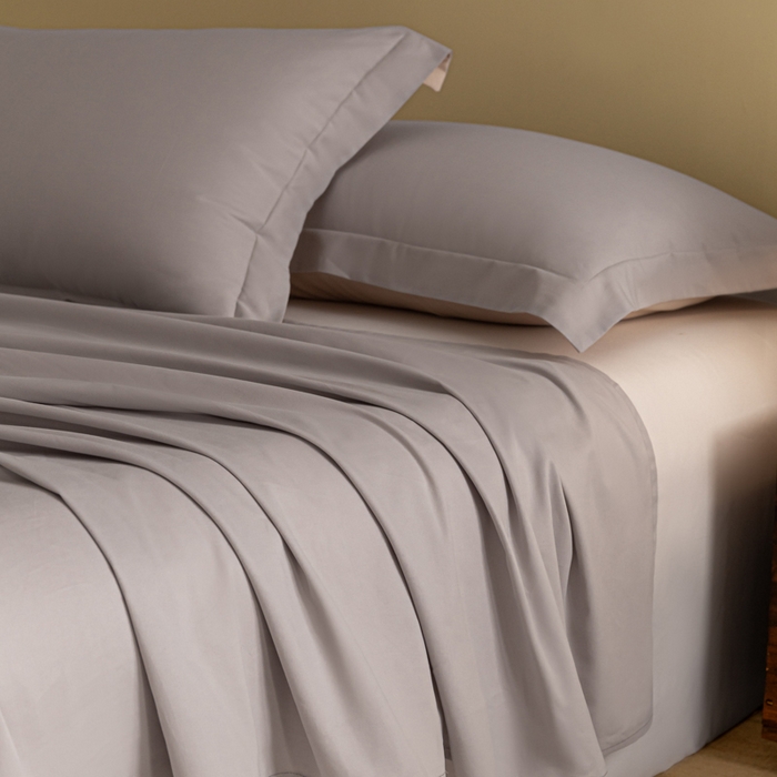 91家纺网 家纺一手货源 找家纺 秀色家纺 2025冬季微绒感精梳全棉加厚碳素轻磨毛纯棉床单三件套被单单件Ａ类 舒暖-珍珠灰