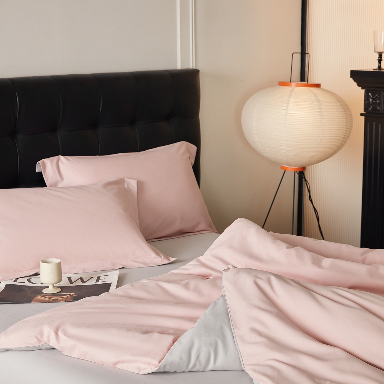 91家纺网 家纺一手货源 找家纺 秀色家纺 2025新款60支长绒棉双面加厚磨毛保暖纯棉四件套纯色被套全棉轻奢高级感 肉桂粉+珍珠灰