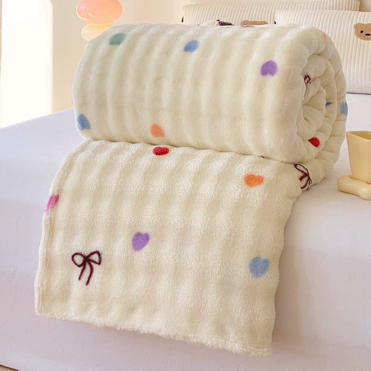 91家纺网 家纺一手货源 找家纺 yyds网供 2025新款简约印花泡泡绒毯多功能加绒盖毯沙发空调房办公午休毯毛毯毯子 温馨-泡泡绒