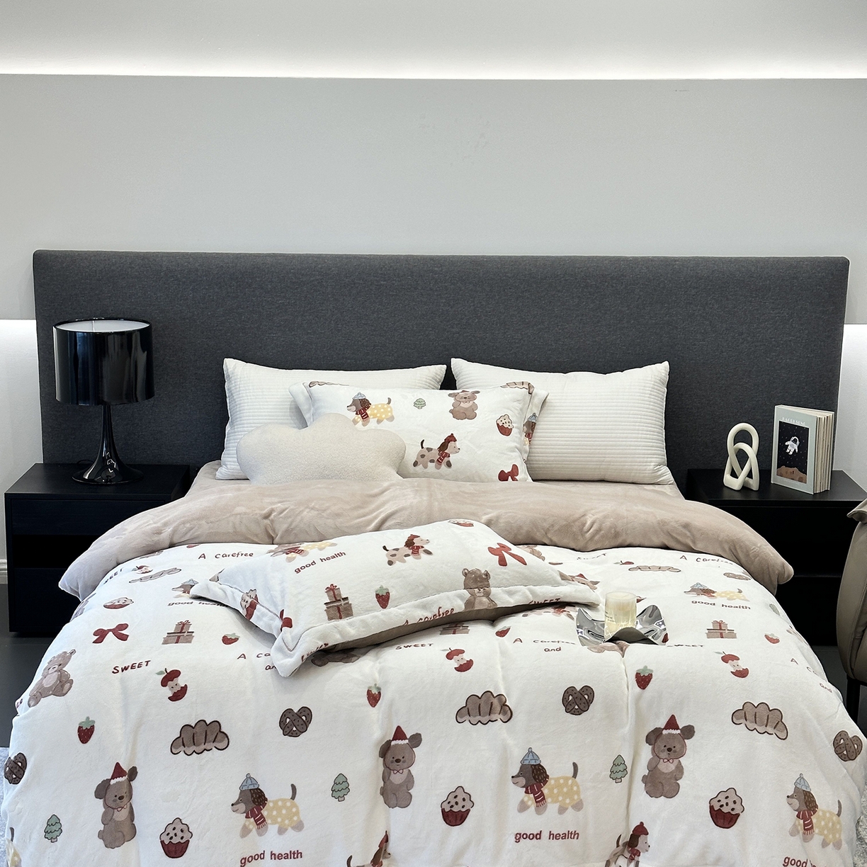 JUICY 橘滋家纺 2025新款浪漫丰盈牛奶臻棉绒印花系列四件套 甜梦乐园