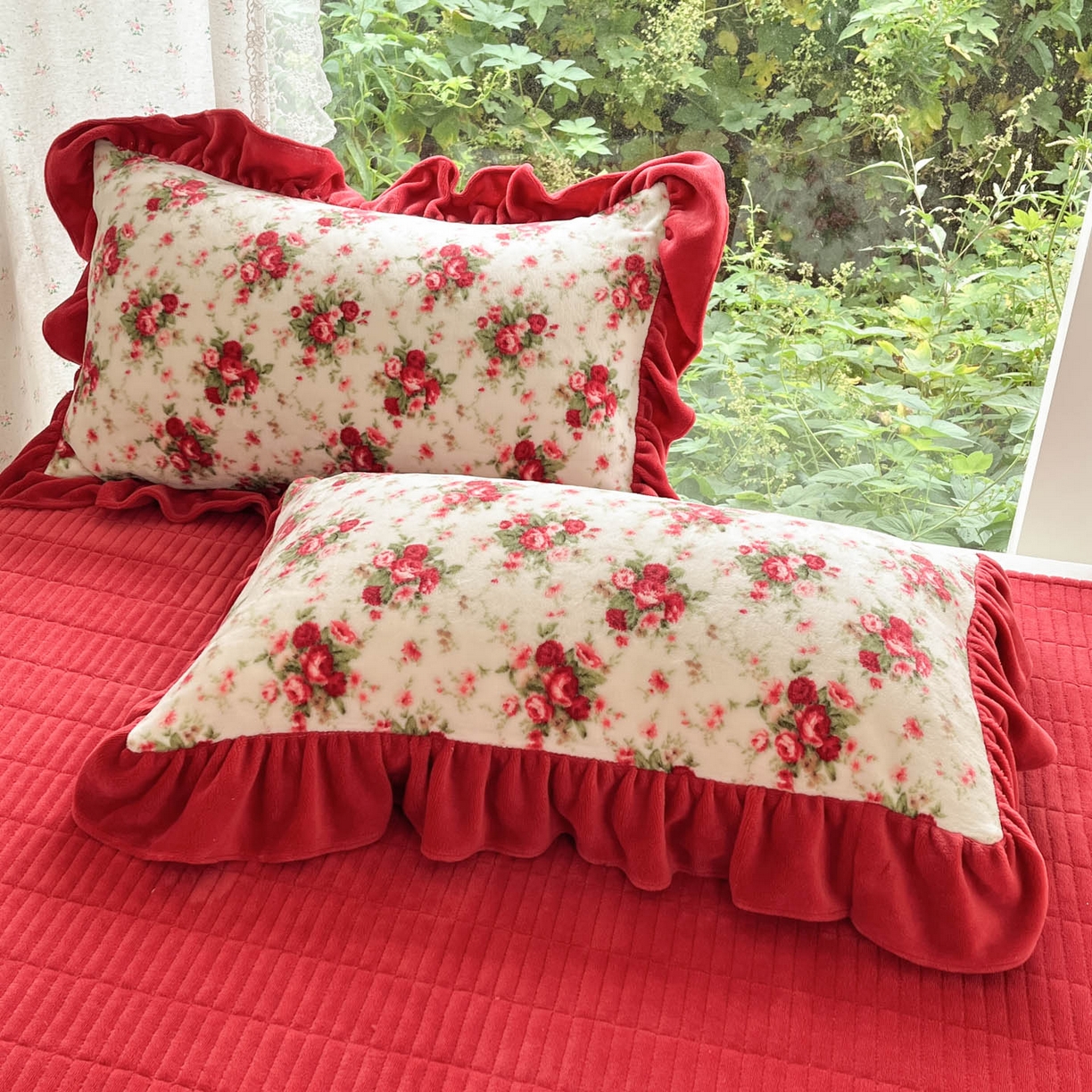 91家纺网 家纺一手货源 找家纺 牵依 2025新款韩版牛奶绒夹棉床盖四件套 梨花落