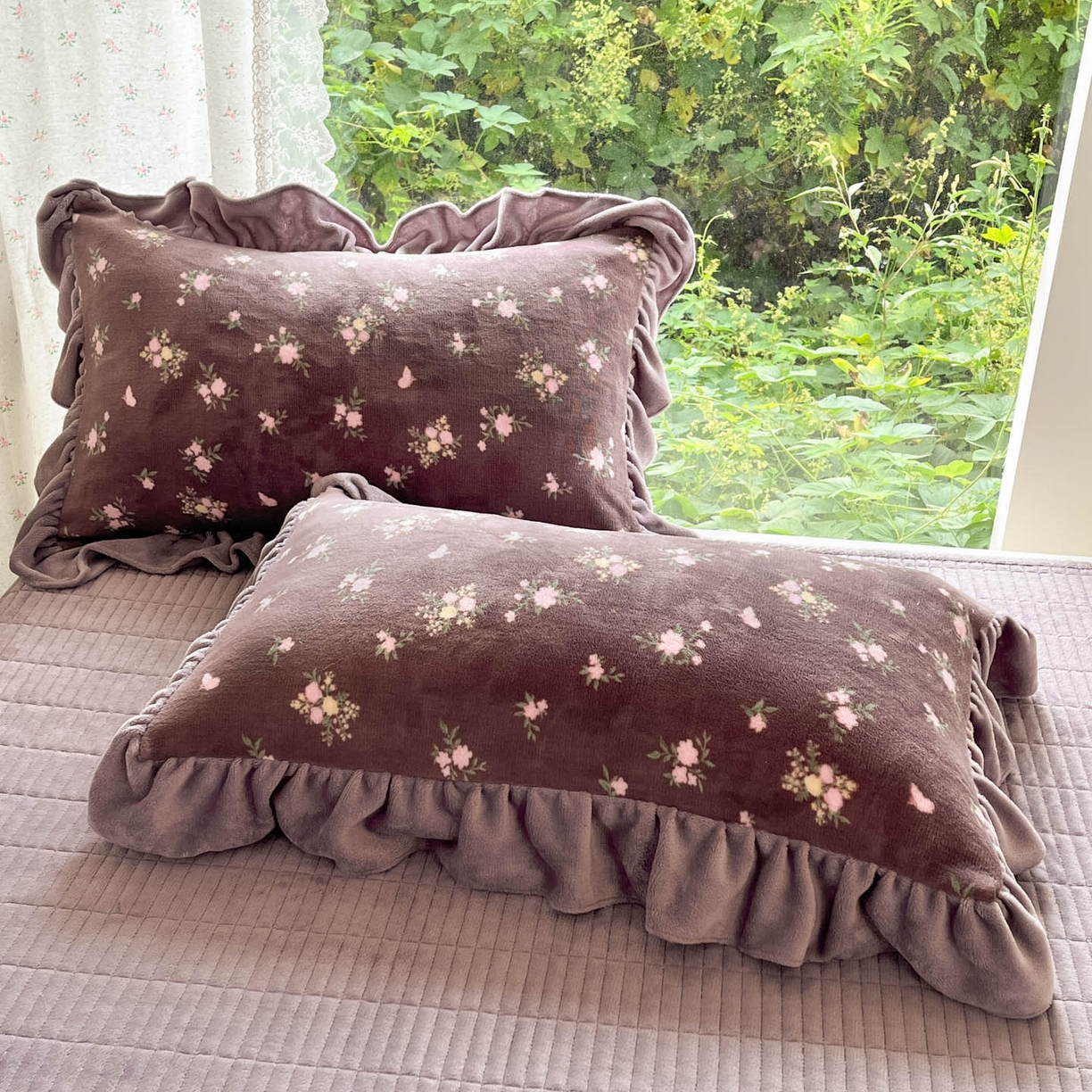 91家纺网 家纺一手货源 找家纺 牵依 2025新款韩版牛奶绒夹棉床盖四件套 紫香草