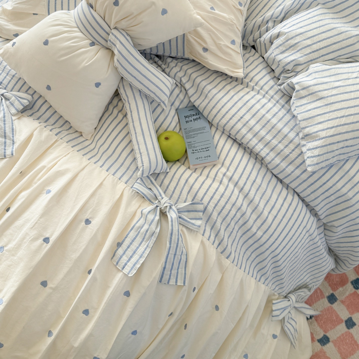 91家纺网 家纺一手货源 找家纺 觅糖家纺 2025新款100%全棉色织水洗棉系列四件套 月光甜梦-蓝