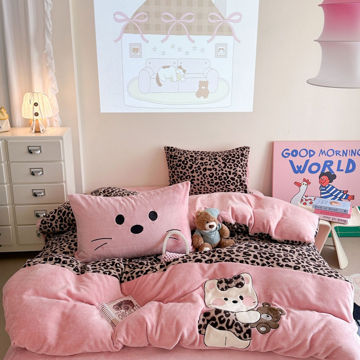 （总）觅糖家纺 2025新款牛奶绒卡通贴布绣系列四件套