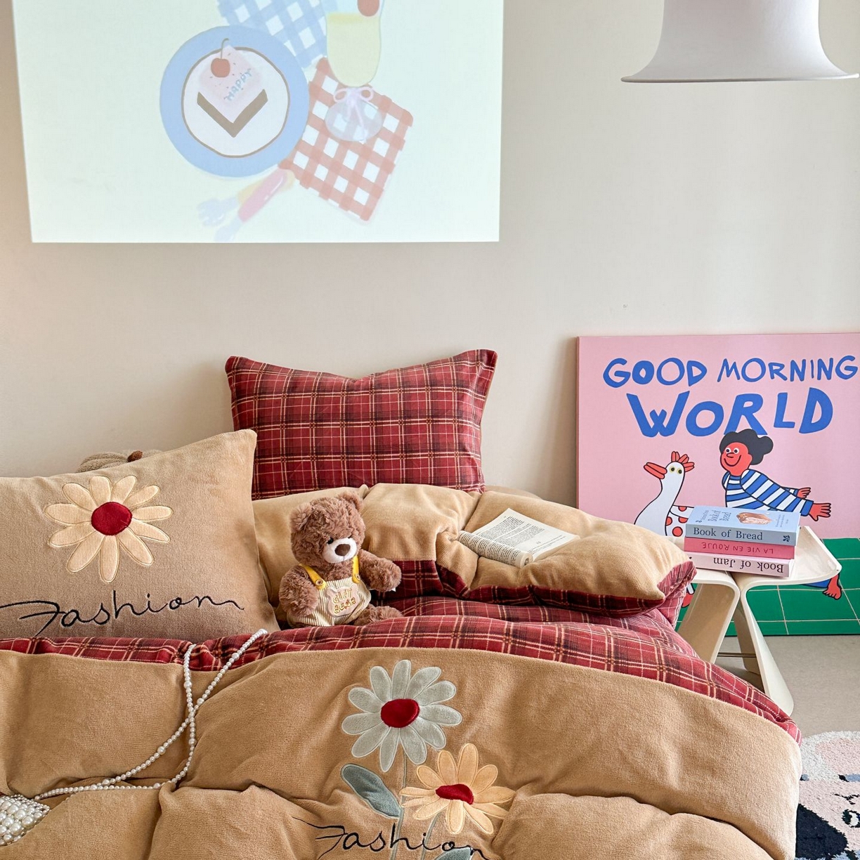 91家纺网 家纺一手货源 找家纺 觅糖家纺 2025新款牛奶绒卡通贴布绣系列四件套 雏菊之恋