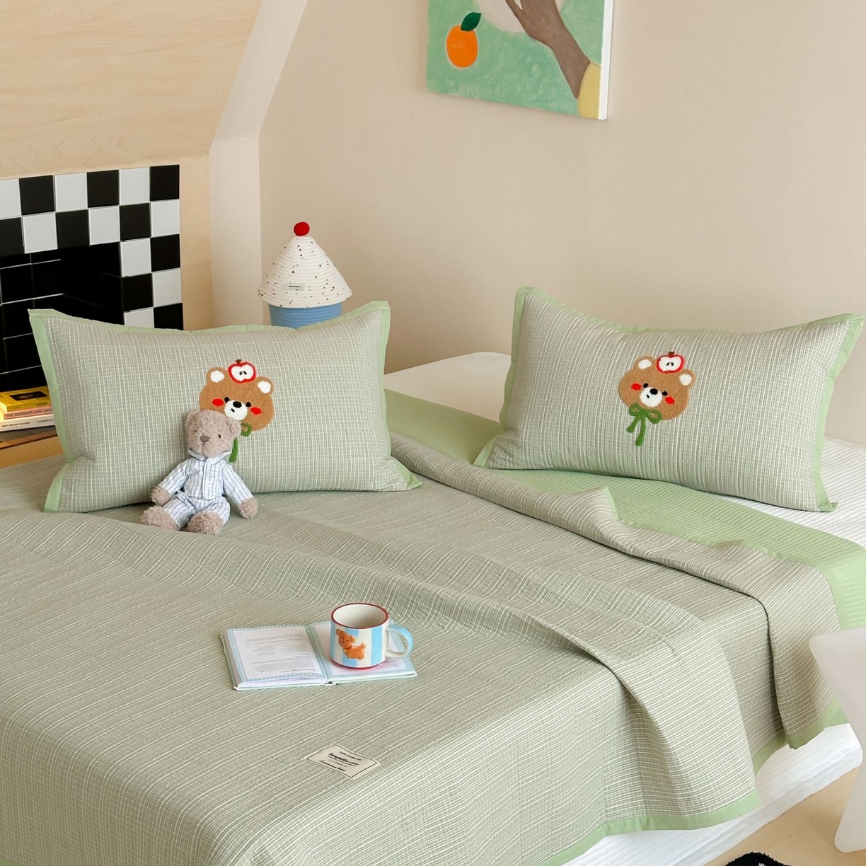 91家纺网 家纺一手货源 找家纺 （总）觅糖家纺 2025新款色织水洗棉毛巾绣床盖四件套