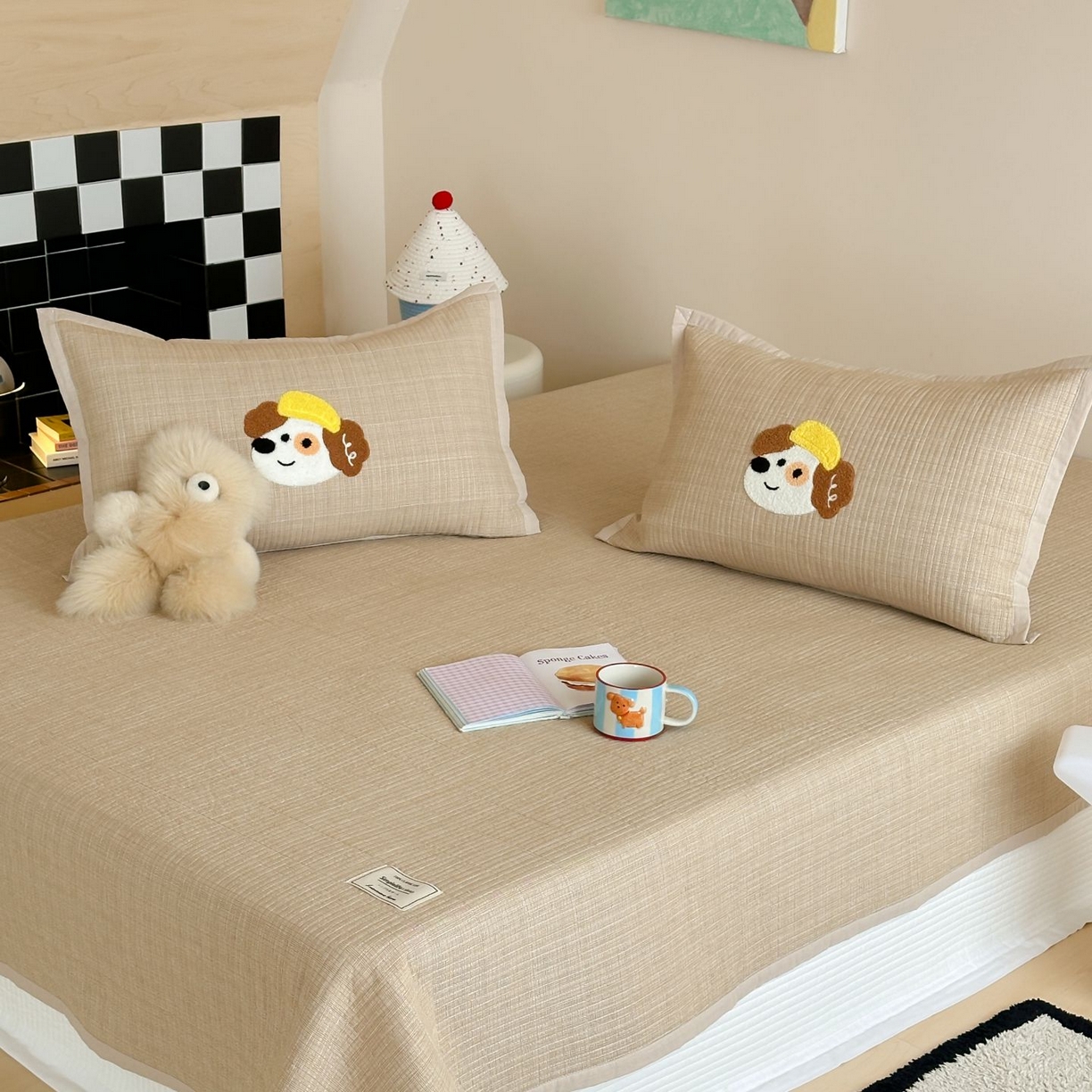 91家纺网 家纺一手货源 找家纺 （总）觅糖家纺 2025新款色织水洗棉毛巾绣床盖四件套