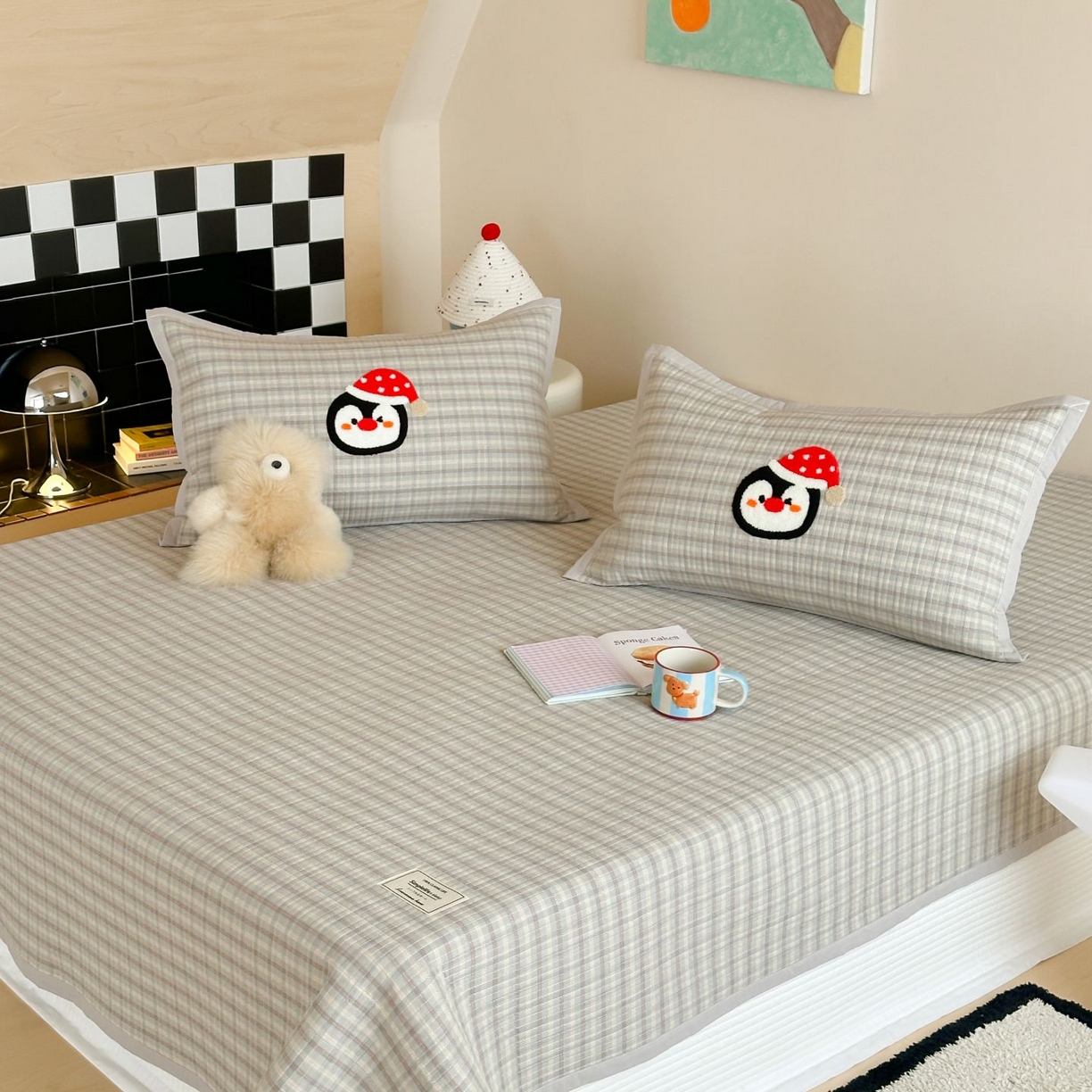 91家纺网 家纺一手货源 找家纺 （总）觅糖家纺 2025新款色织水洗棉毛巾绣床盖四件套