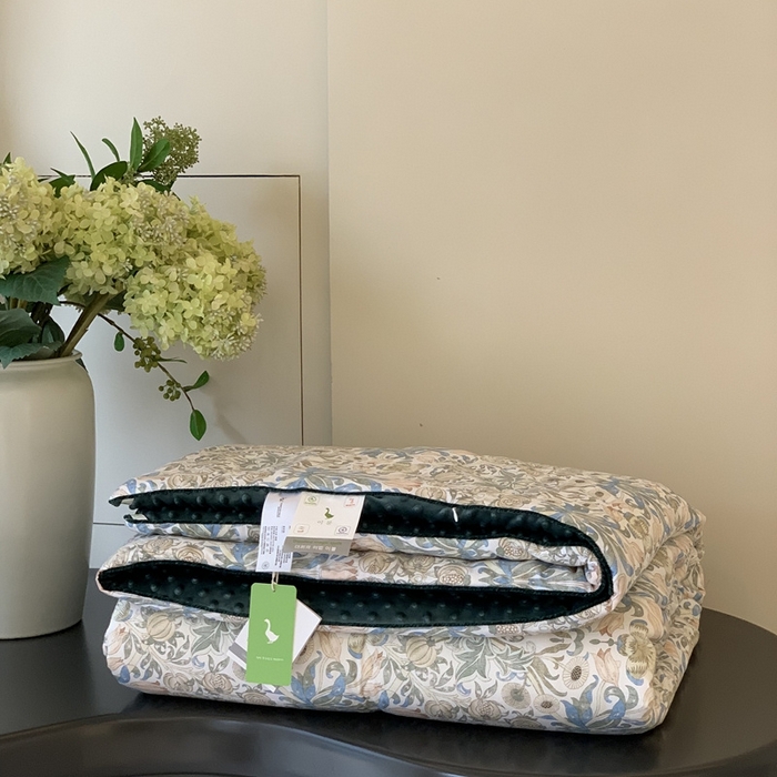 91家纺网 家纺一手货源 找家纺 汇庭 2025秋冬新款·幸运双豆春秋被系列 蔓德琳绿