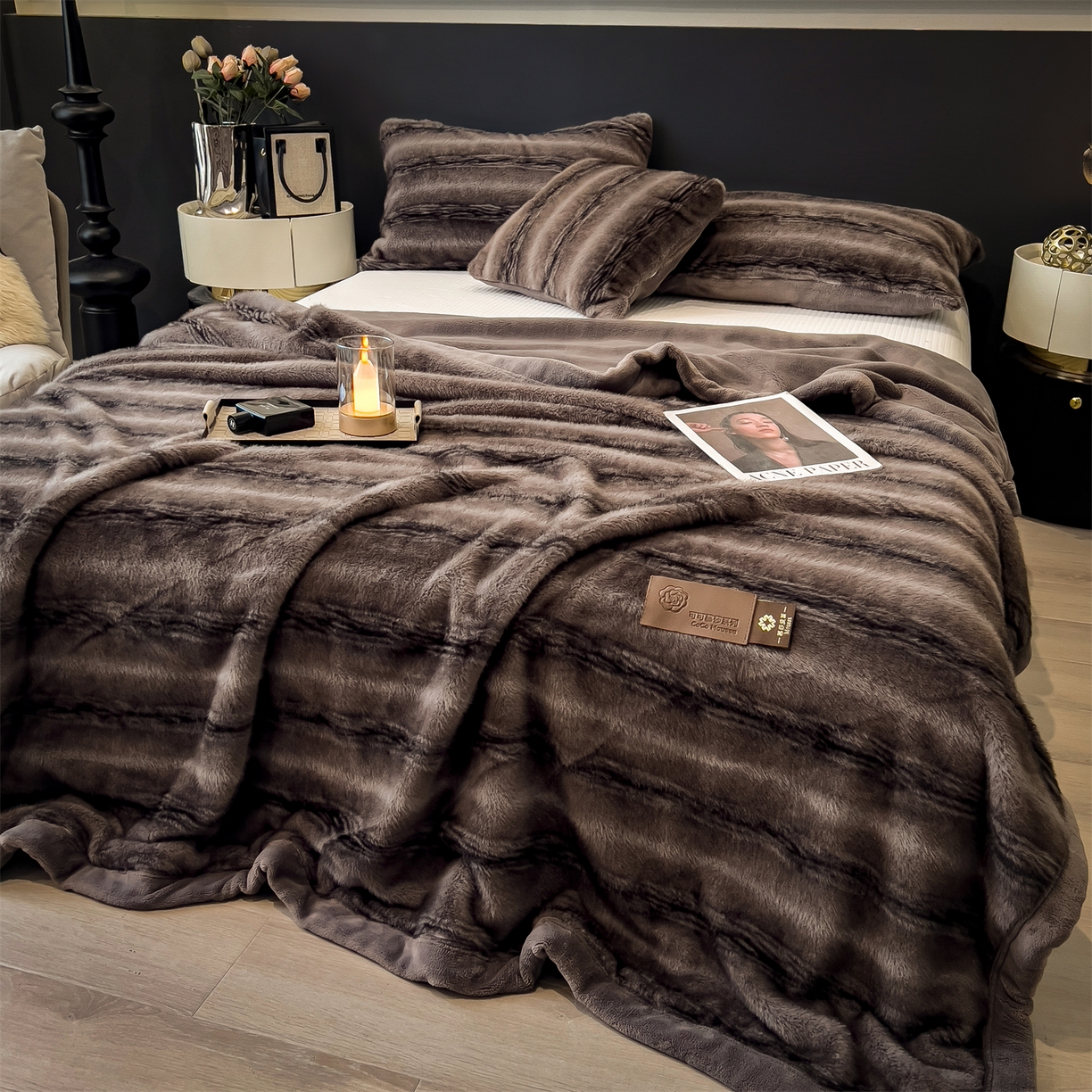 91家纺网 家纺一手货源 找家纺 （总）慕木家纺 2025新款轻奢大金貂拉链毛毯被雪山飞狐系列