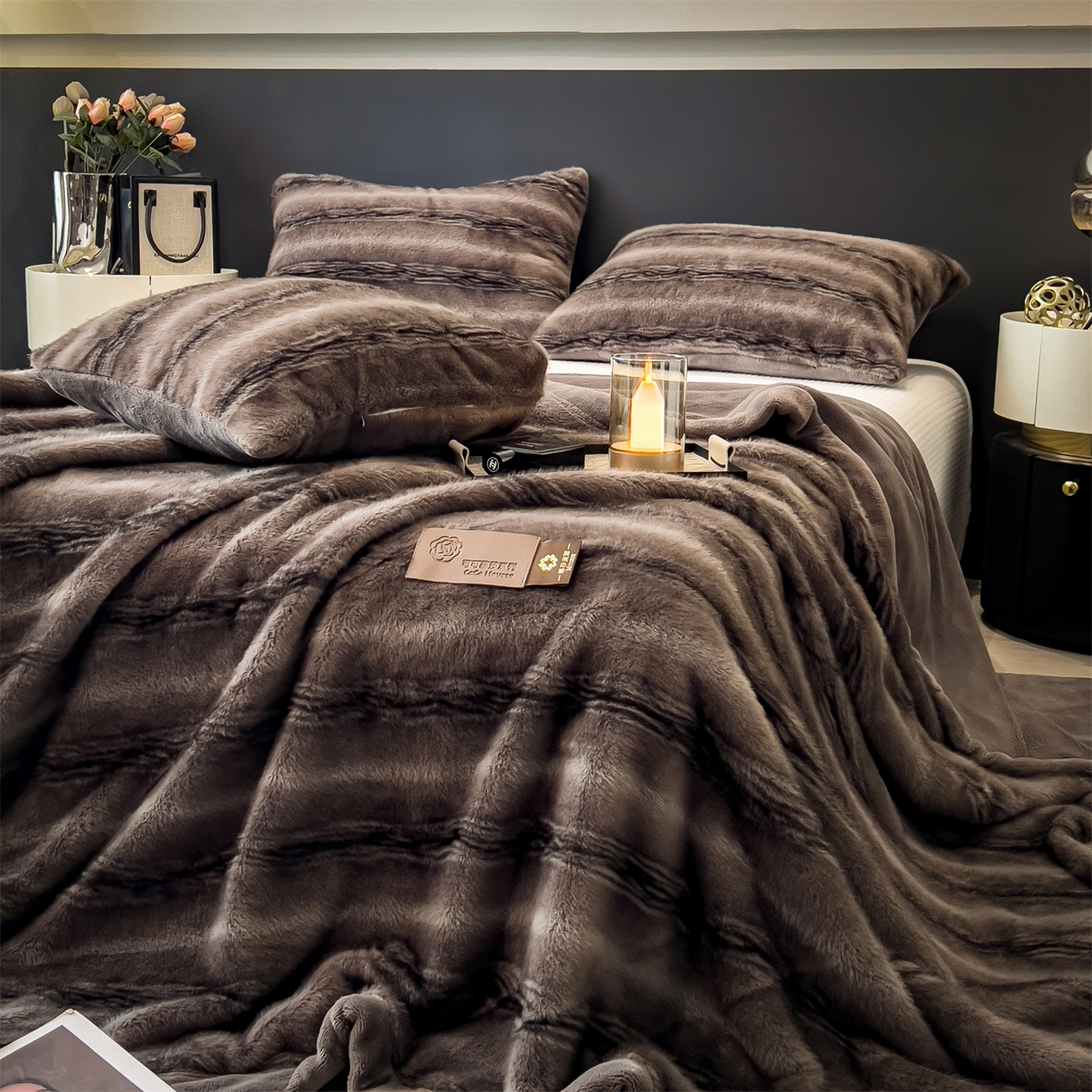 91家纺网 家纺一手货源 找家纺 （总）慕木家纺 2025新款轻奢大金貂拉链毛毯被雪山飞狐系列