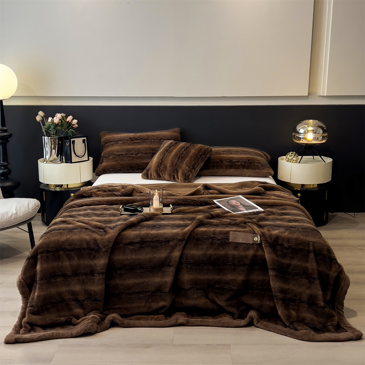 91家纺网 家纺一手货源 找家纺 慕木家纺 2025新款轻奢大金貂四件套雪山飞狐系列 雪山飞狐-棕咖